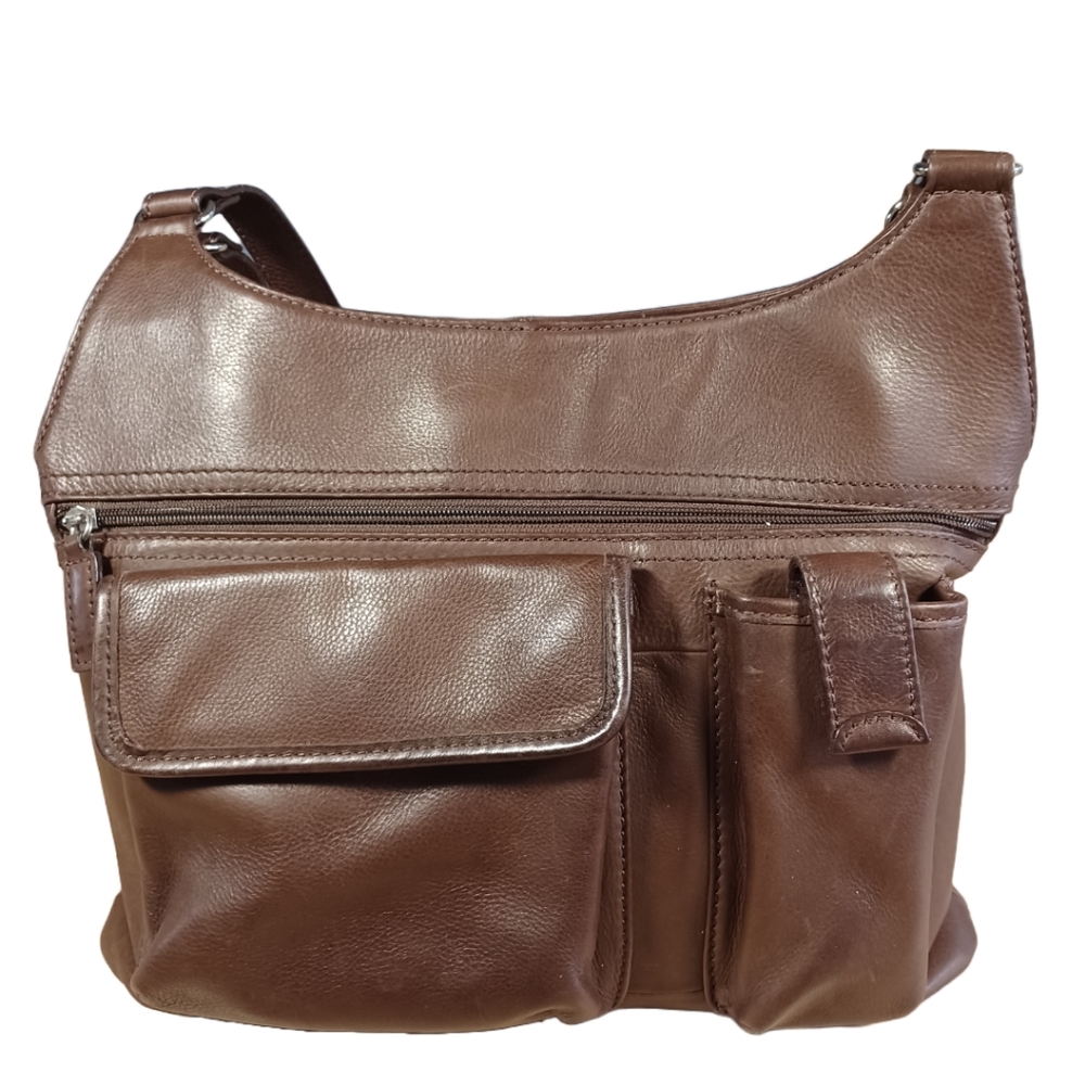 VINTAGE FOSSIL 75082 LEATHER DOUBLE HANDLE SHOULDER BAG
